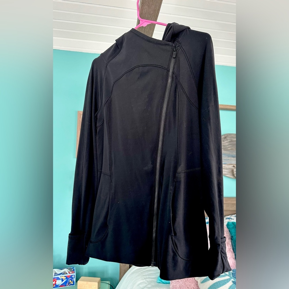Lululemon hooded luxurious asymmetrical zip jacket size 10